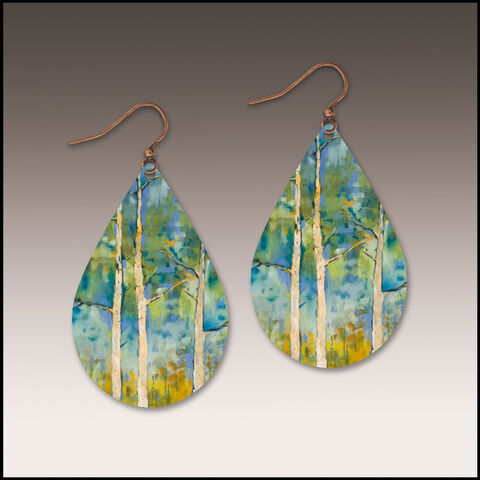 DC,Designs,-,Springtime,Aspen,Large,Teardrop,Earrings,DC Designs Jewelry, Art Print Earrings, DC Designs Earrings, Handmade Colorado