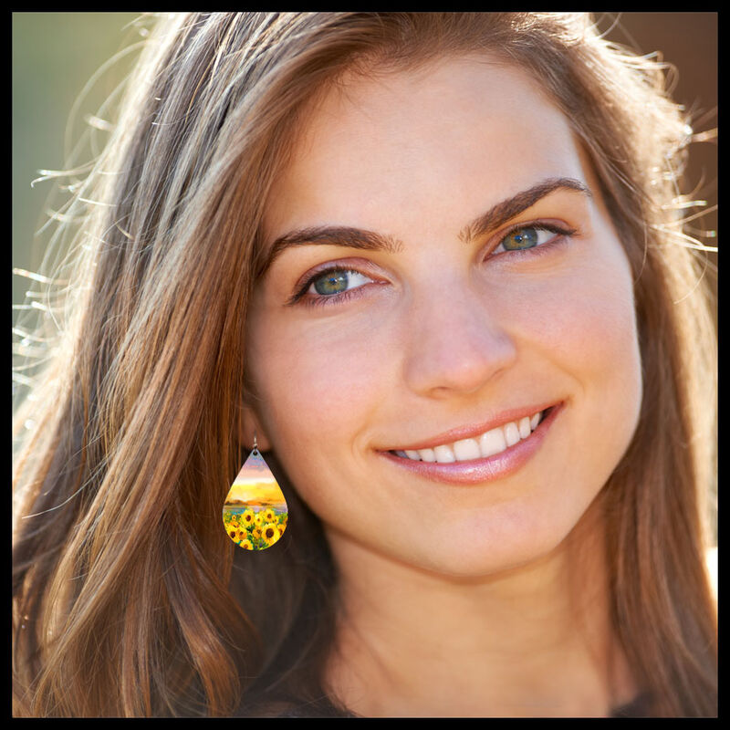 DC Designs - Sunflower Field Large Teardrop Earrings - product image 