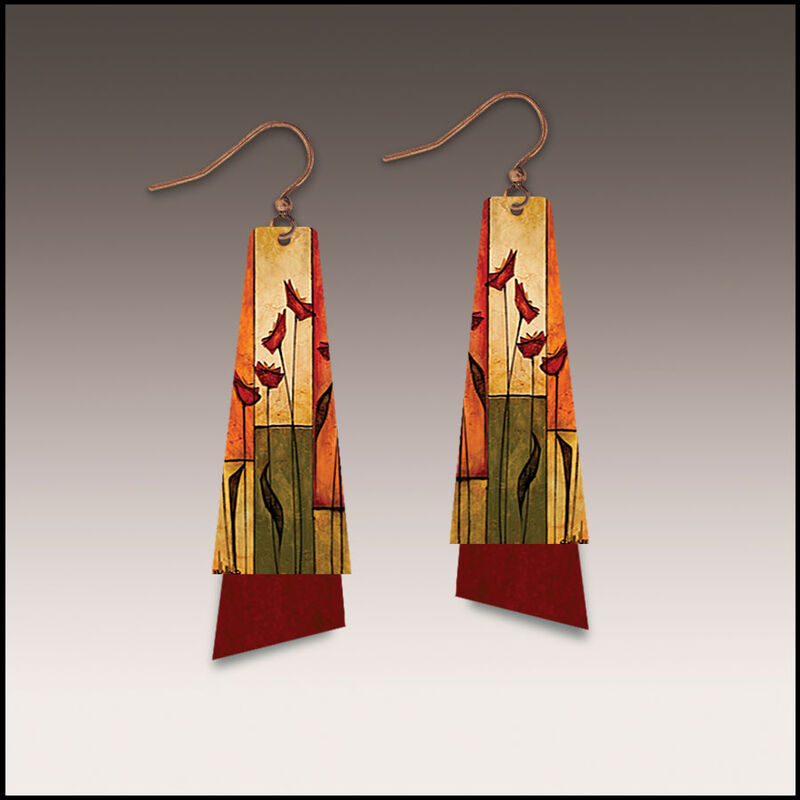 DC Designs - Earthy Abstract Floral Art Layered Long Drop Earrings - product image 