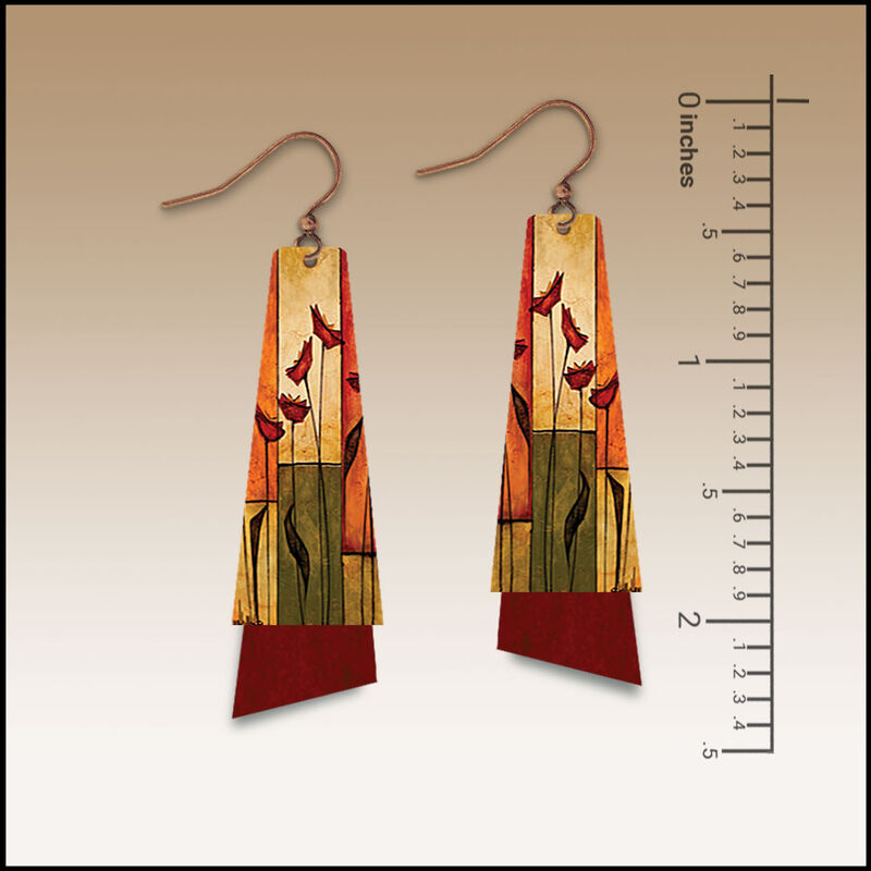 DC Designs - Earthy Abstract Floral Art Layered Long Drop Earrings - product image 