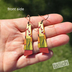 DC Designs - Earthy Abstract Floral Art Layered Long Drop Earrings - product images 3 of 5