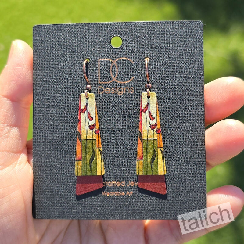 DC Designs - Earthy Abstract Floral Art Layered Long Drop Earrings - product image 