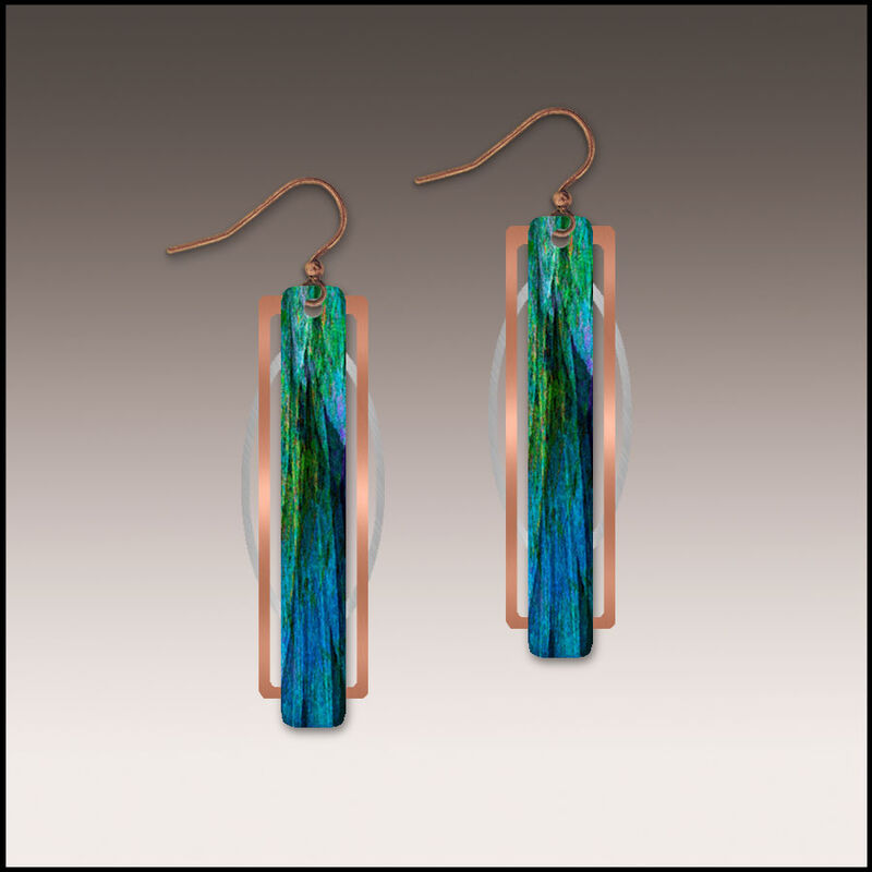 DC Designs - Green Indigo Abstract Art Geometric Metal Accent Earrings - product image 