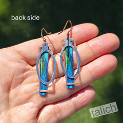 DC Designs - Green Indigo Abstract Art Geometric Metal Accent Earrings - product images 4 of 5