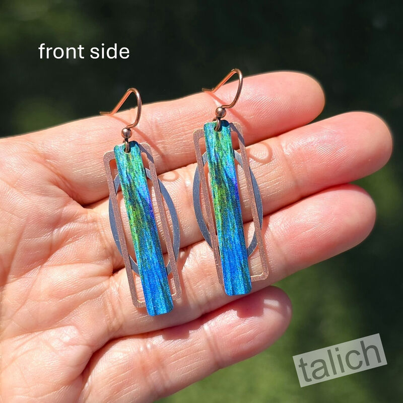 DC Designs - Green Indigo Abstract Art Geometric Metal Accent Earrings - product image 