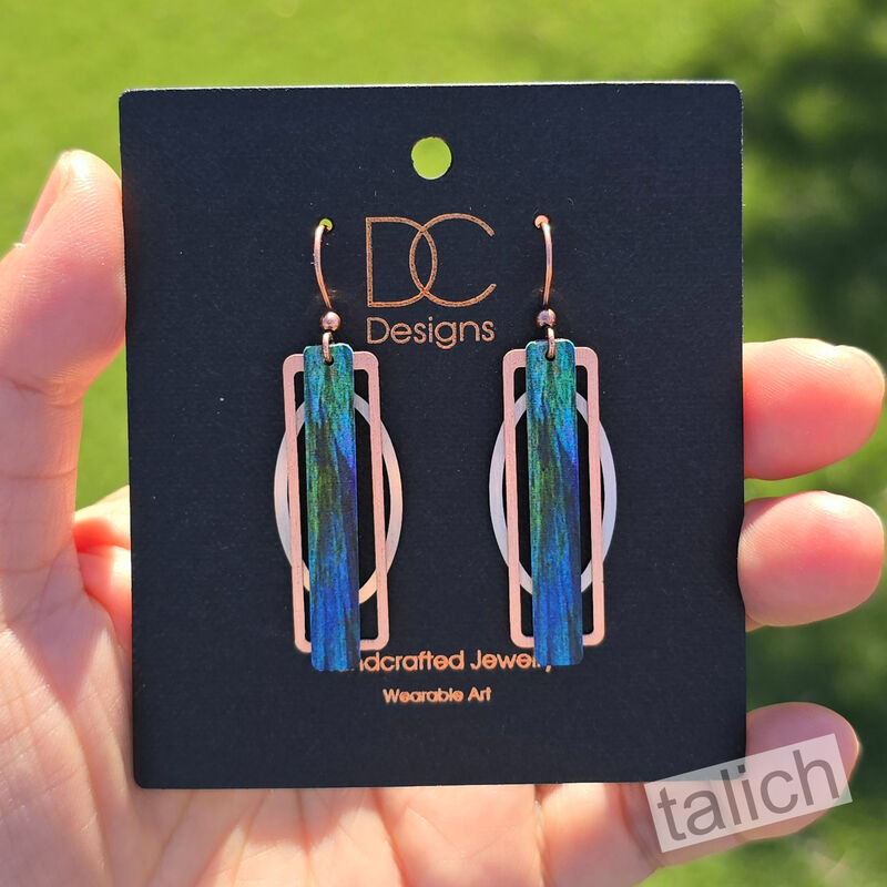 DC Designs - Green Indigo Abstract Art Geometric Metal Accent Earrings - product image 