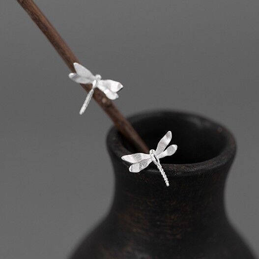 Gold Plated or Sterling Silver Small Dragonfly Stud Earrings - product image 