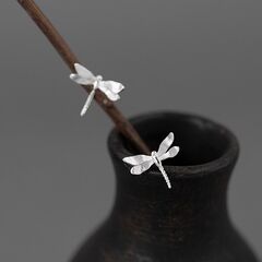 Gold Plated or Sterling Silver Small Dragonfly Stud Earrings - product images 2 of 10