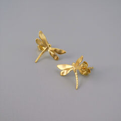 Gold Plated or Sterling Silver Small Dragonfly Stud Earrings - product images 5 of 10
