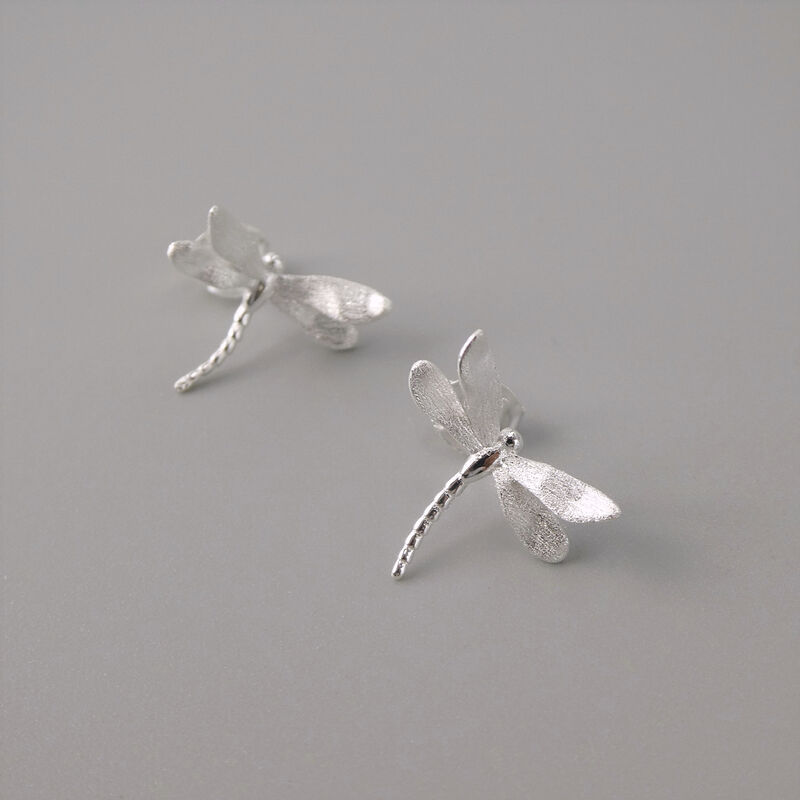 Gold Plated or Sterling Silver Small Dragonfly Stud Earrings - product image 
