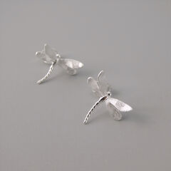 Gold Plated or Sterling Silver Small Dragonfly Stud Earrings - product images 8 of 10