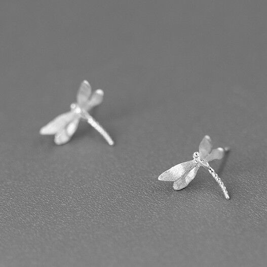 Gold Plated or Sterling Silver Small Dragonfly Stud Earrings - product image 