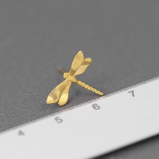 Gold Plated or Sterling Silver Small Dragonfly Stud Earrings - product image 