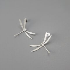 Gold Plated or Sterling Silver Large Dragonfly Sideways Stud Earrings - product images 1 of 12