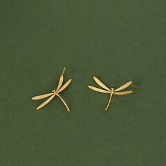 Gold Plated or Sterling Silver Large Dragonfly Sideways Stud Earrings - product images 6 of 12