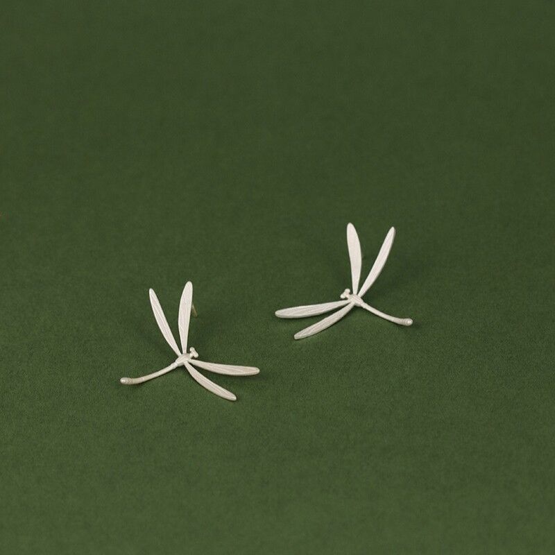 Gold Plated or Sterling Silver Large Dragonfly Sideways Stud Earrings - product image 