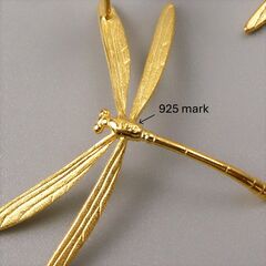 Gold Plated or Sterling Silver Large Dragonfly Sideways Stud Earrings - product images 11 of 12