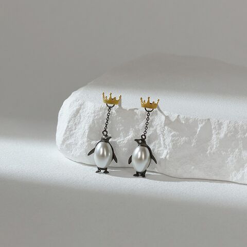 Gold,Plated,or,Sterling,Silver,Pearl,Belly,Emperor,Penguin,Ear,Jacket,Earrings,Gold Plated or Sterling Silver Pearl Belly Emperor Penguin Ear Jacket Earrings