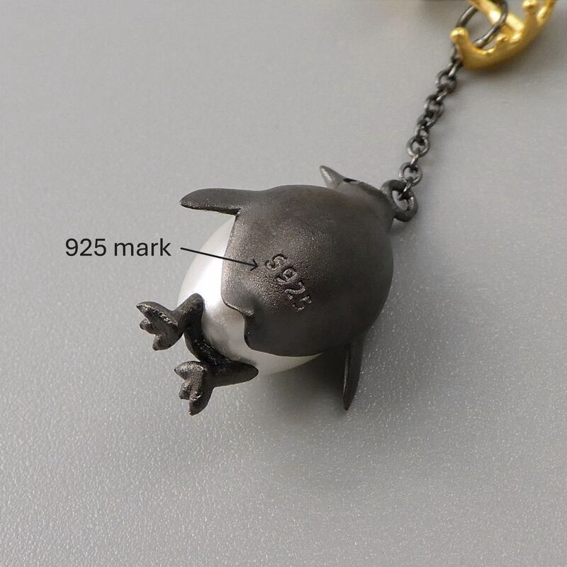 Gold Plated or Sterling Silver Pearl Belly Emperor Penguin Ear Jacket Earrings - product image 