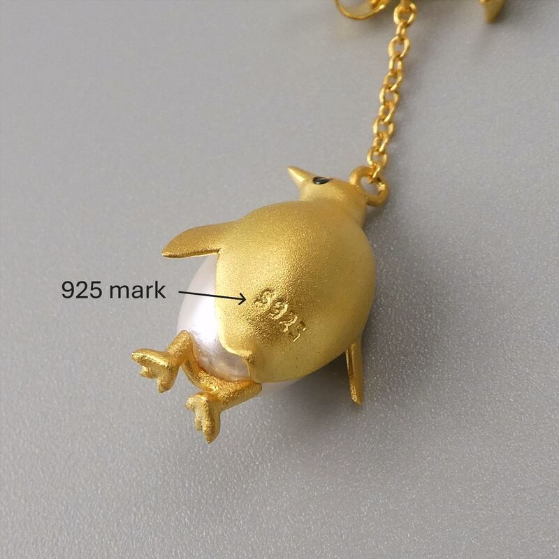 Gold Plated or Sterling Silver Pearl Belly Emperor Penguin Ear Jacket Earrings - product image 