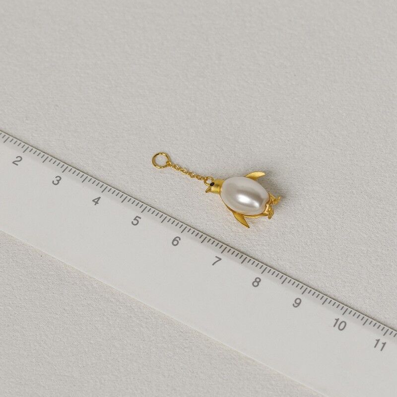 Gold Plated or Sterling Silver Pearl Belly Emperor Penguin Ear Jacket Earrings - product image 