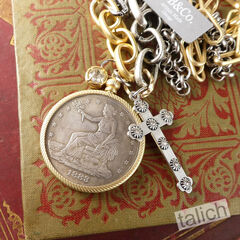 VB&CO American Coin Pendant Long necklace with Cross and Crystal - product images 2 of 8