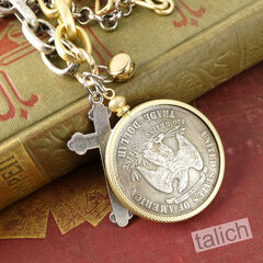 VB&CO American Coin Pendant Long necklace with Cross and Crystal - product images 4 of 8