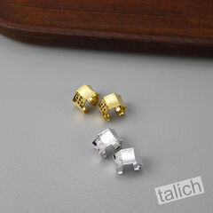 Gold Plated Sterling Silver Small Geometric Ear Cuff Earrings with CZ Cross - product images 1 of 8