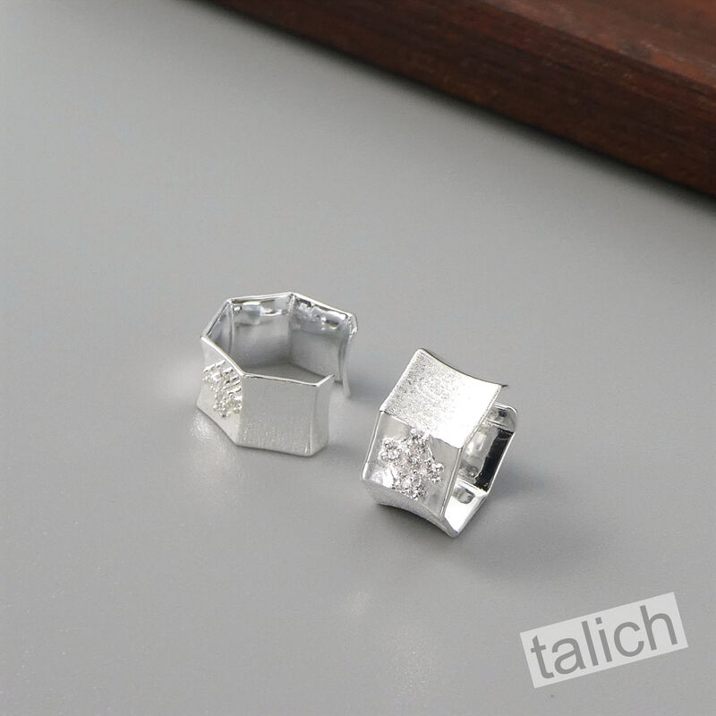 Gold Plated Sterling Silver Small Geometric Ear Cuff Earrings with CZ Cross - product image 