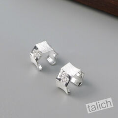 Gold Plated Sterling Silver Small Geometric Ear Cuff Earrings with CZ Cross - product images 6 of 8