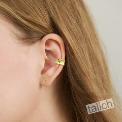 Gold Plated Sterling Silver Small Geometric Ear Cuff Earrings with CZ Cross - product images 3 of 8