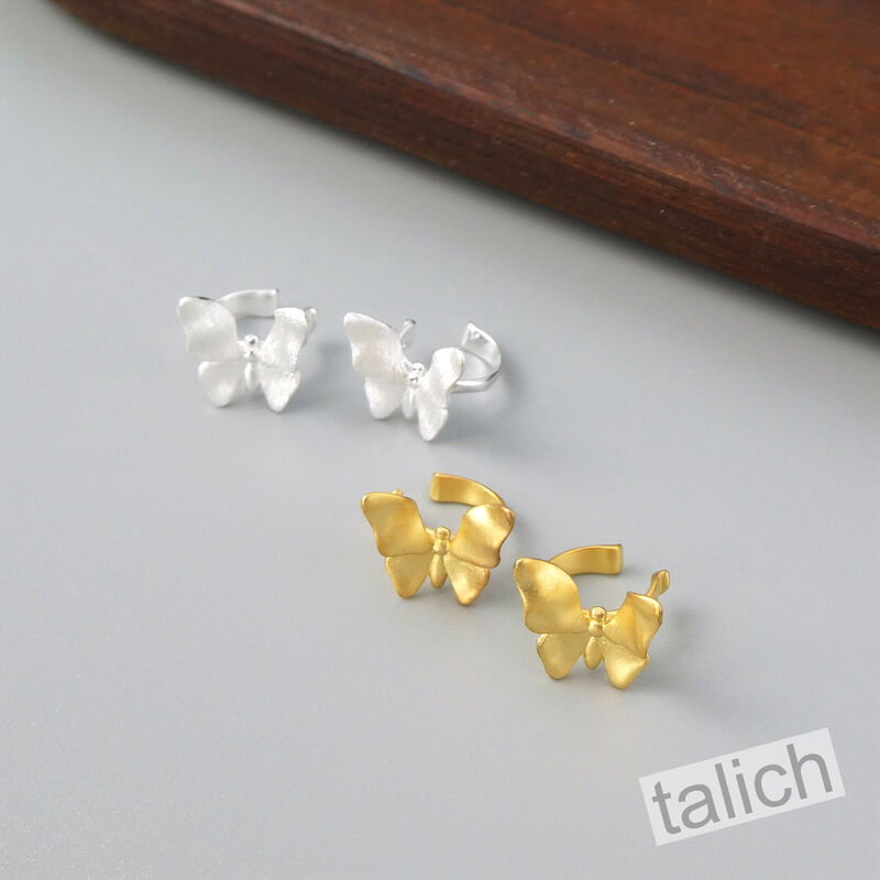 Gold Plated Sterling Silver Small Butterfly Ear Cuff Earrings - product image 