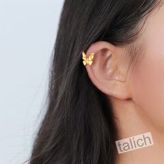 Gold Plated Sterling Silver Small Butterfly Ear Cuff Earrings - product images 2 of 8