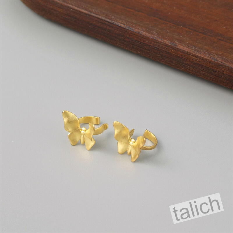 Gold Plated Sterling Silver Small Butterfly Ear Cuff Earrings - product image 