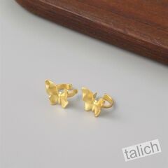 Gold Plated Sterling Silver Small Butterfly Ear Cuff Earrings - product images 4 of 8