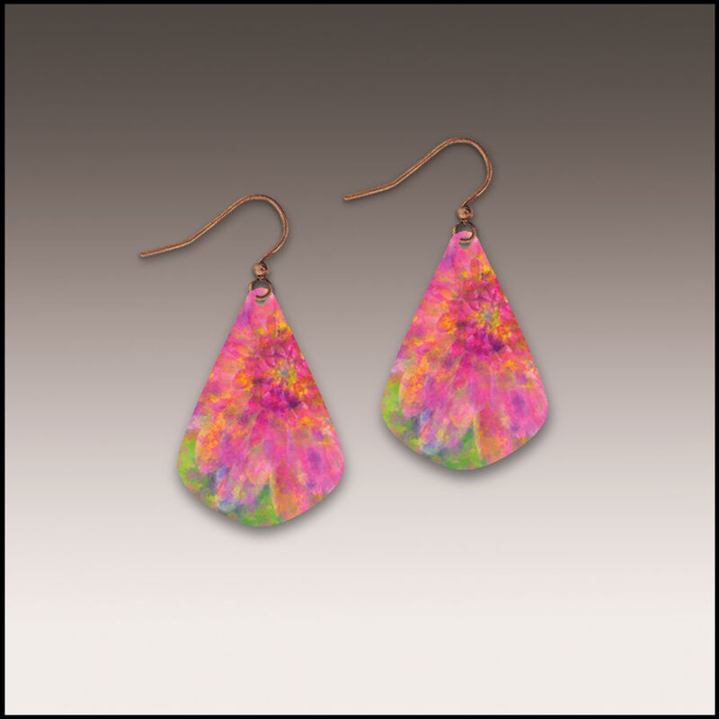 DC Designs - Pink Tie Dye Abstract Floral Teardrop Earrings - product image 