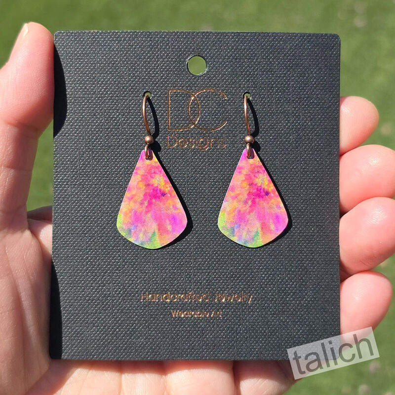 DC Designs - Pink Tie Dye Abstract Floral Teardrop Earrings - product image 