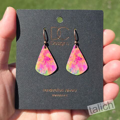 DC Designs - Pink Tie Dye Abstract Floral Teardrop Earrings - product images 4 of 4