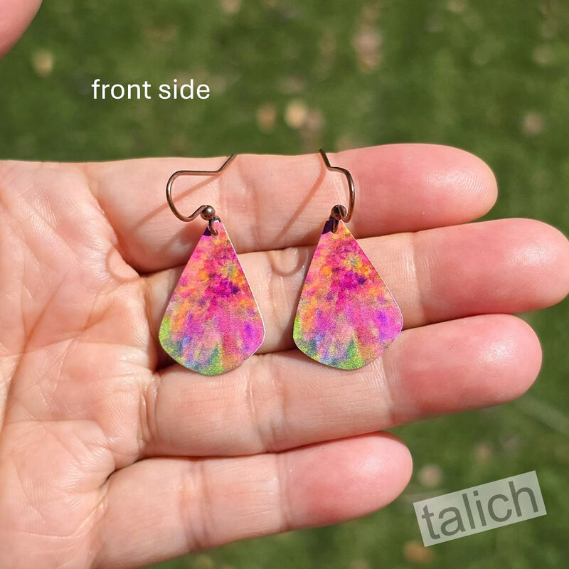 DC Designs - Pink Tie Dye Abstract Floral Teardrop Earrings - product image 