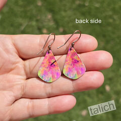 DC Designs - Pink Tie Dye Abstract Floral Teardrop Earrings - product images 3 of 4
