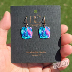 DC Designs - Retro Tropical Palm Art Print Small Square Earrings - product images 5 of 5