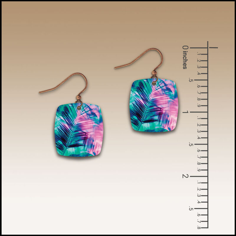 DC Designs - Retro Tropical Palm Art Print Small Square Earrings - product image 