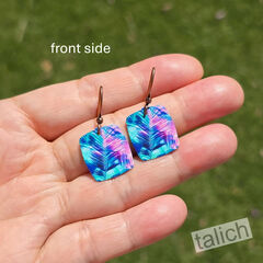 DC Designs - Retro Tropical Palm Art Print Small Square Earrings - product images 3 of 5