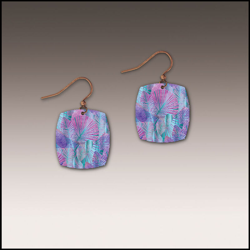 DC Designs - Tie Dye Abstract Leaves Art Print Small Square Earrings - product image 