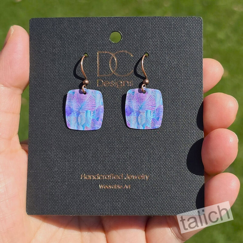 DC Designs - Tie Dye Abstract Leaves Art Print Small Square Earrings - product image 