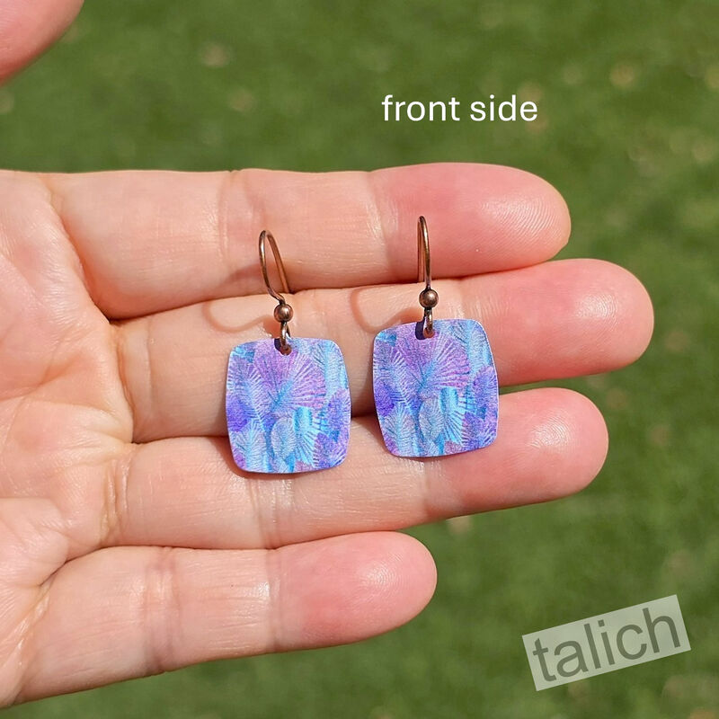 DC Designs - Tie Dye Abstract Leaves Art Print Small Square Earrings - product image 