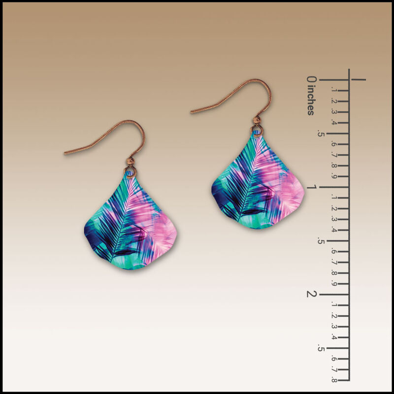 DC Designs - Retro Tropical Palm Small Wide Teardrop Earrings - product image 