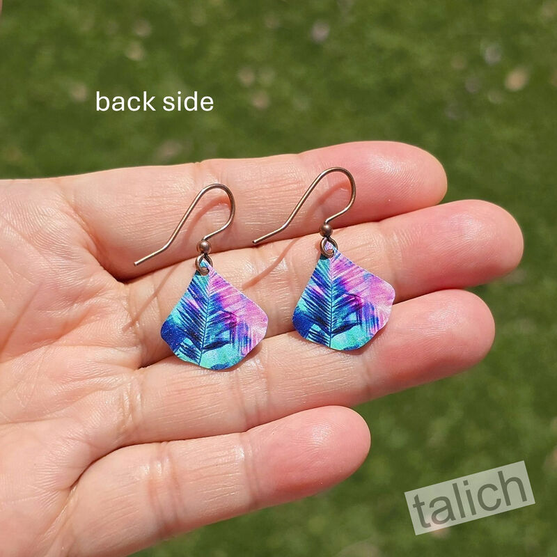 DC Designs - Retro Tropical Palm Small Wide Teardrop Earrings - product image 