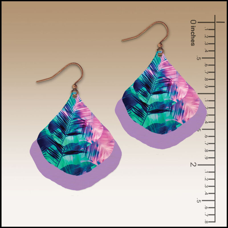DC Designs - Retro Tropical Palm Layered Wide Teardrop Earrings HM07GE - product image 