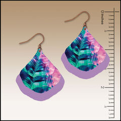 DC Designs - Retro Tropical Palm Layered Wide Teardrop Earrings HM07GE - product images 2 of 6